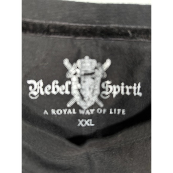 Rebel Spirit XXL Black Graphic T Shirt Royalty Rhinestone Streetwear Graphics - Picture 3 of 16
